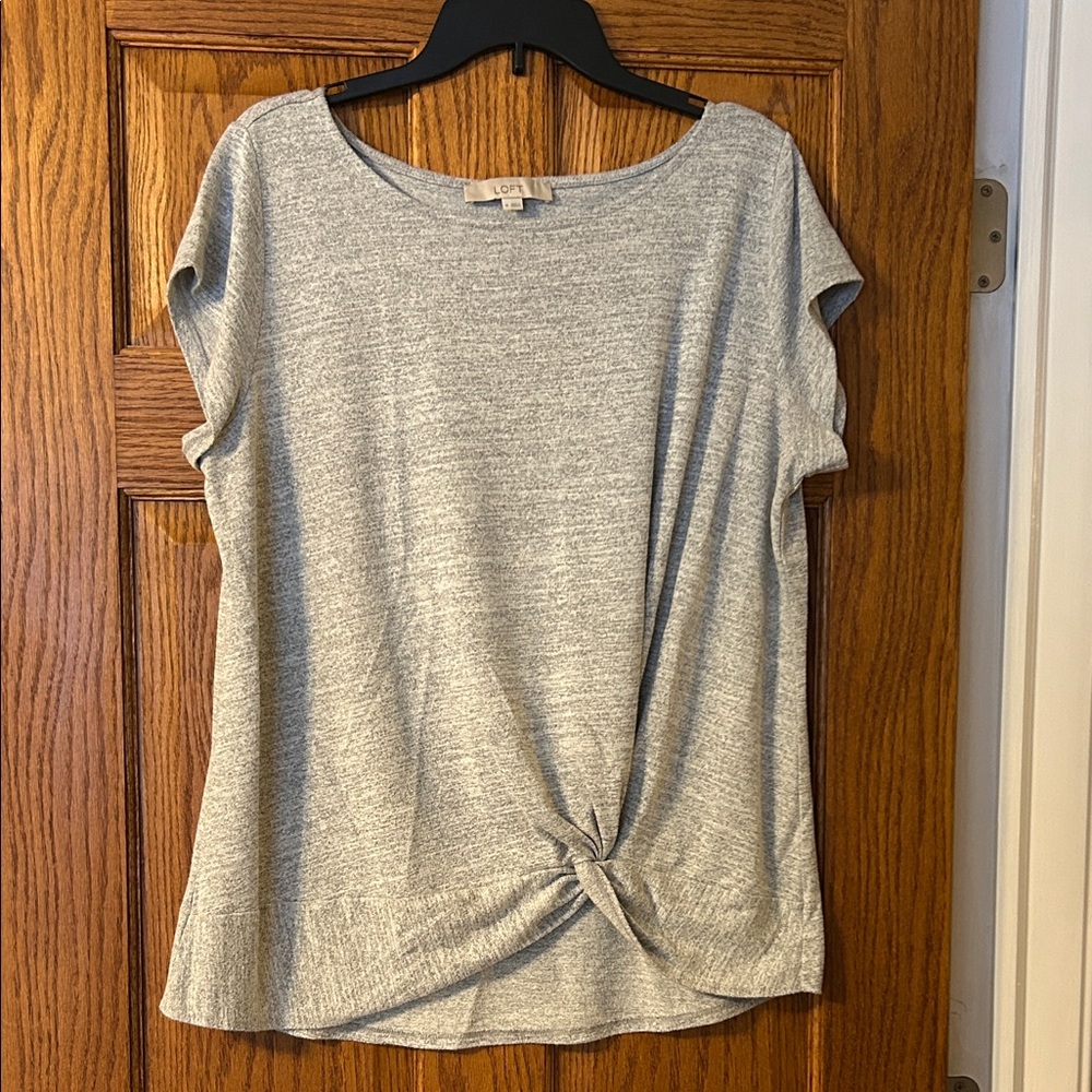 LOFT Light Gray Twist Front Tee